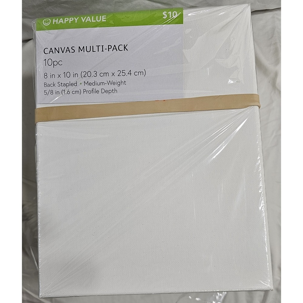 Stretched Canvas, Medium Weight‎ 8"X10", 9 Pack, 100% Cotton Acid Free, White